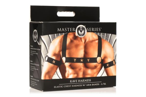 Rave Harness Elastic Chest Harness with Arm Bands - L/XL