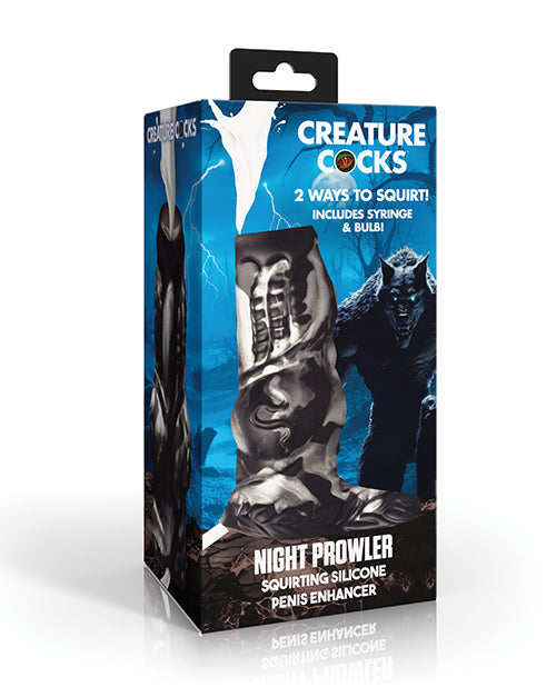 Night Prowler Squirting Silicone Penis Enhancer - Silver