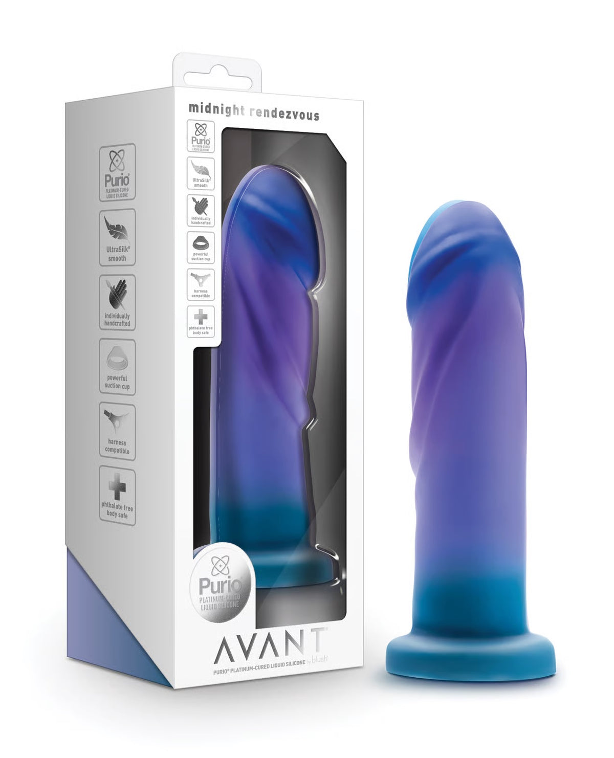 Avant Midnight Rendezvous 7.5 In. Dildo Ocean Blue