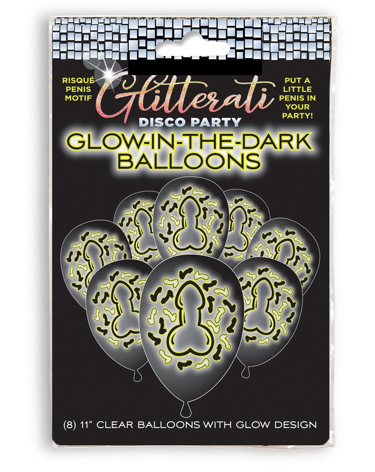 Glitterati Disco Party Glow In The Dark Balloons 8-pack