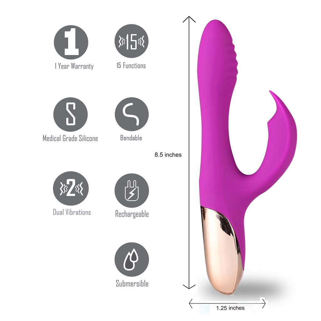 Skyler Rechargeable Silicone Bendable Rabbit Purple