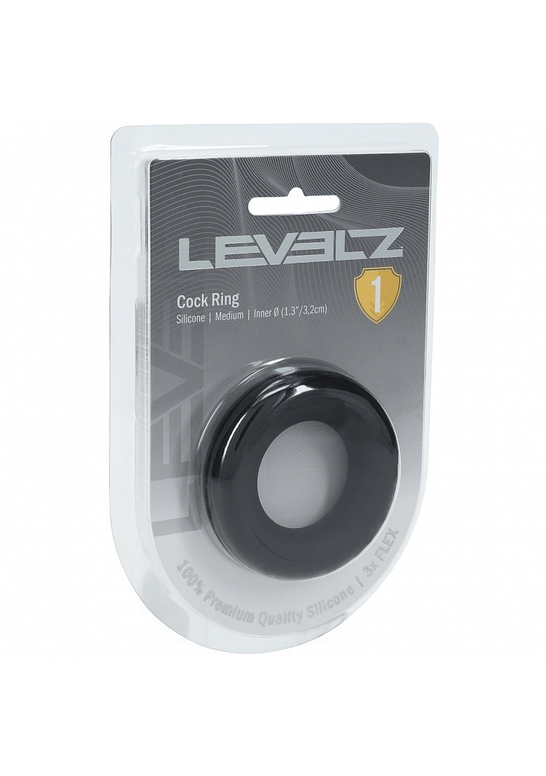 Levelz Liquid Silicone Cock Ring M Blk