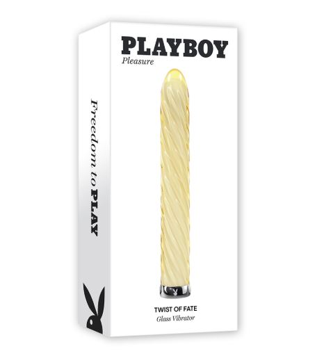 Playboy Twist Of Fate Rechargeable Vibrating Glass Vibrator Yellow