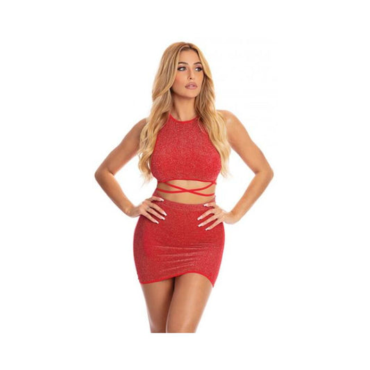 Pink Lipstick Midnight Sun Skirt Set Red O/s