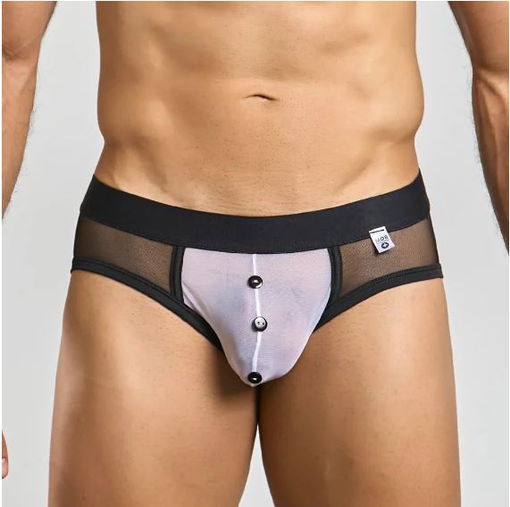 Male Basics Mob Maitre D Brief, Bow & French Cuffs Black/white Sm