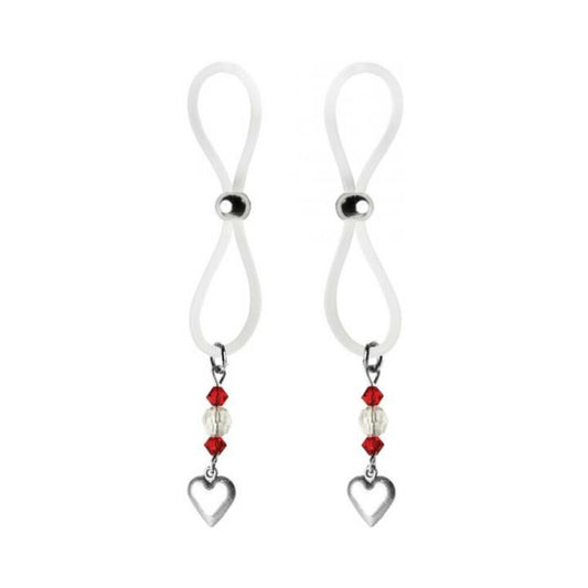 Bijoux De Nip Nipple Halos Heart Charm Red, Clear
