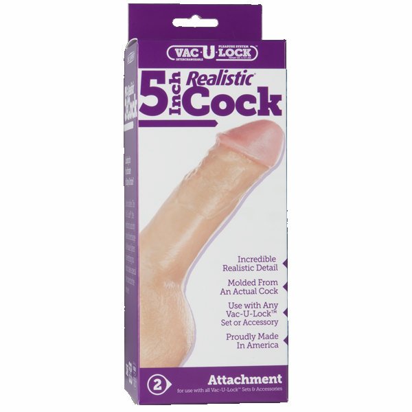 Vac-U-Lock 5 Inch Realistic Dong Beige