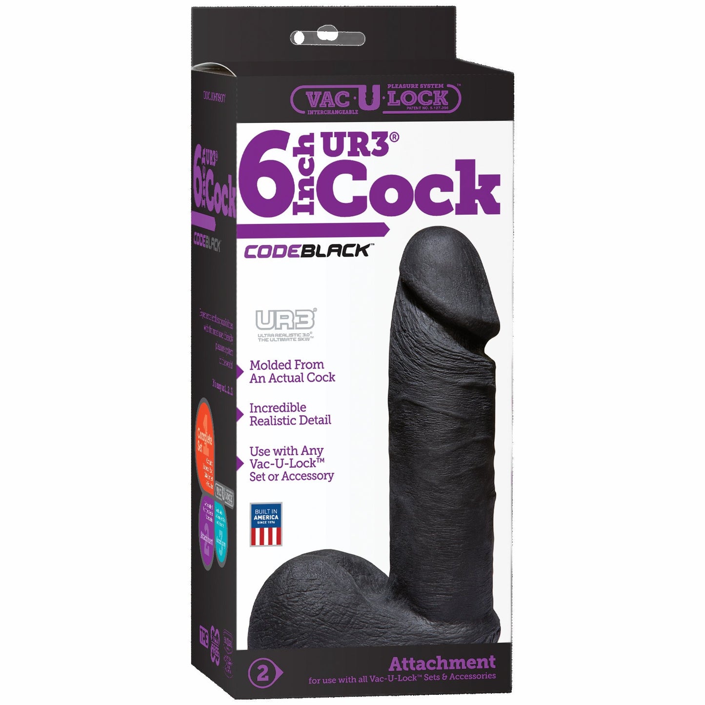 Vac-u-lock - Ur3 6in Realistic Cock Codeblack