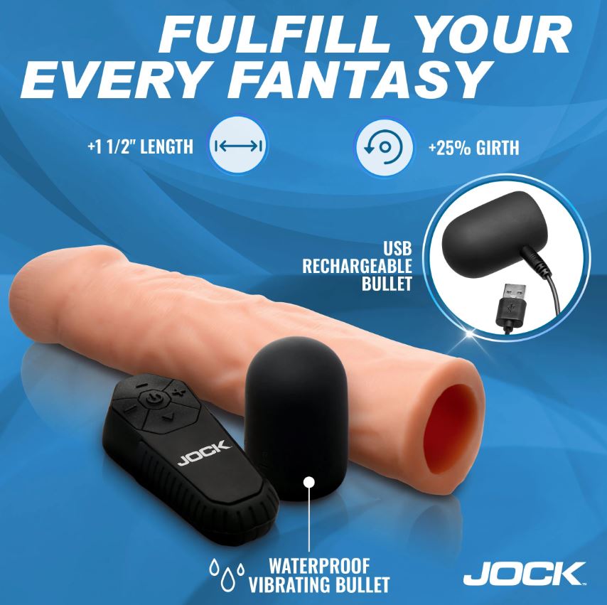 Enhancers Vibrating Penis Extension w/ Remote - Light