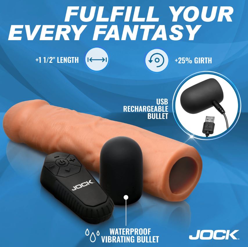 Enhancers Vibrating Penis Extension w/ Remote - Medium