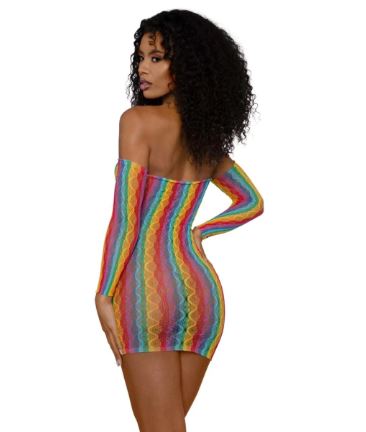 Mini Dress with Arm Warmers Rainbow OS