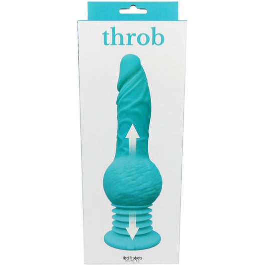 Throb Thrusting Dildo with Balls & Suction Cup Multi-Speed Silicone Teal