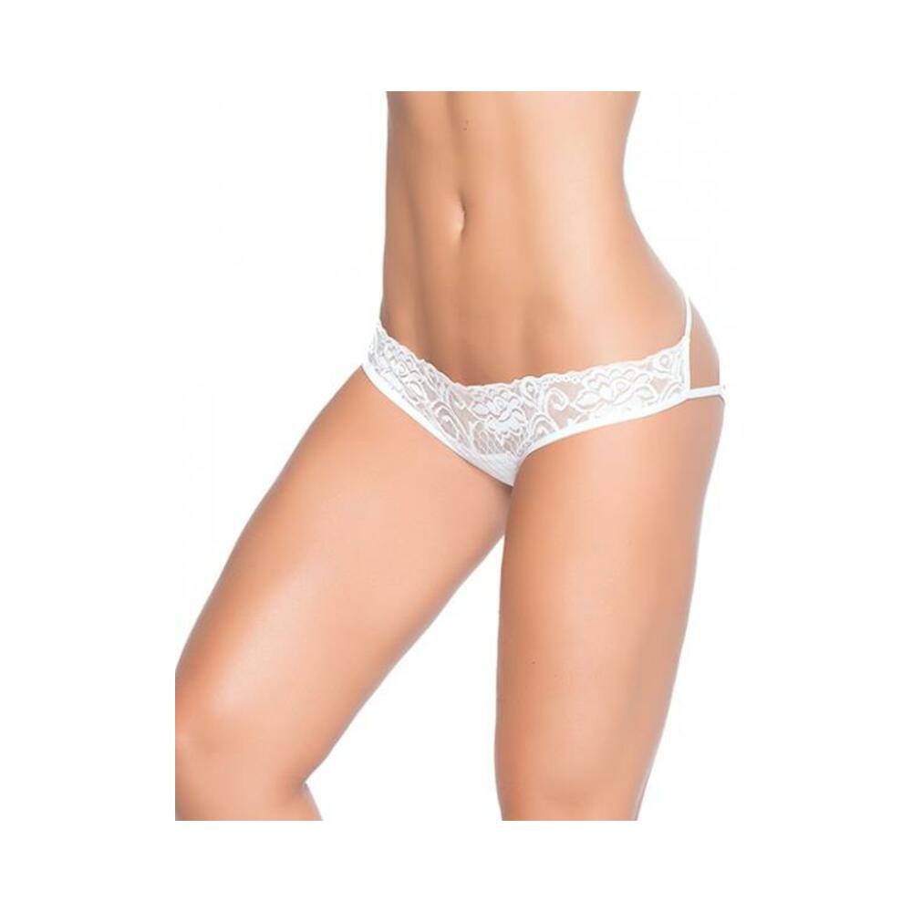 Lace Panty W/back Cage White Lg