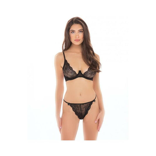 Rene Rofe Staying In Bra Top & Thong Black M/l