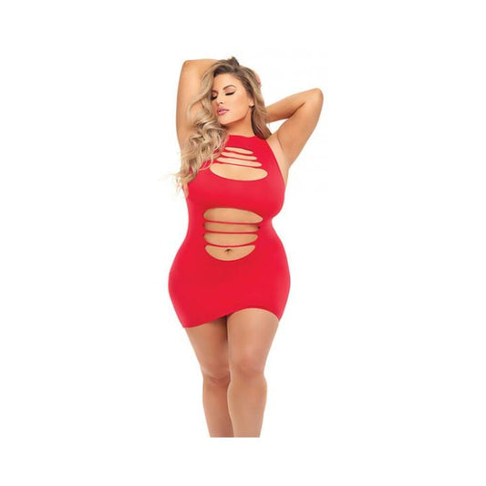 Pink Lipstick Can't Commit Shredded Dress (fits Up To 3x) Red Qn