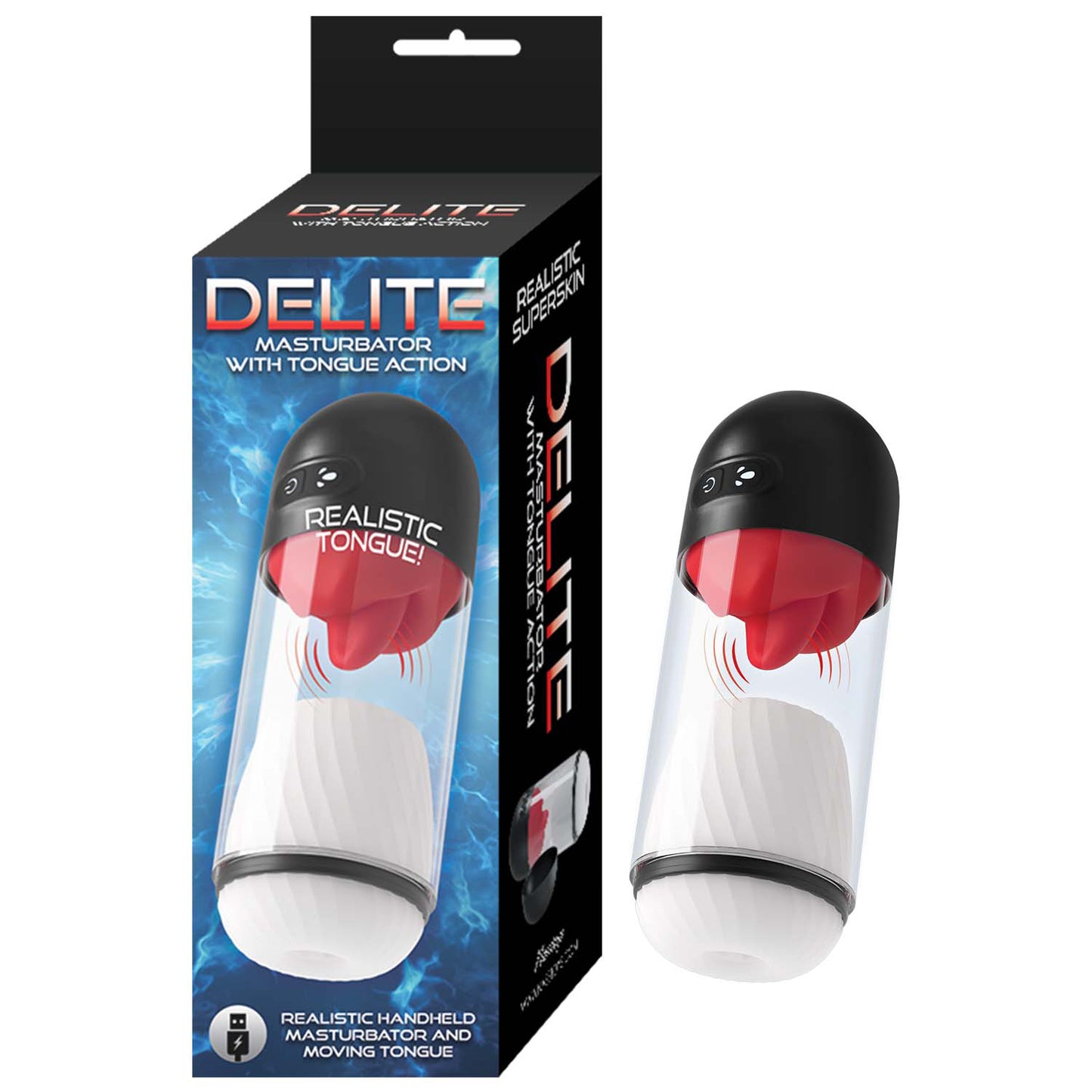 Delite Masturbator with Tongue Action White