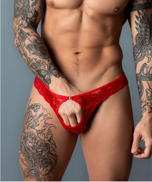 Ultimate Duo Crc Open Ring Thong Red S/m