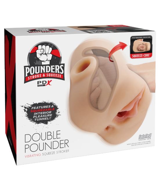 PDX Plus Double Pounder Vibrating Squeeze Stroker - Light