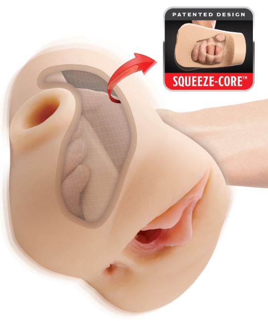 PDX Plus Double Pounder Vibrating Squeeze Stroker - Light