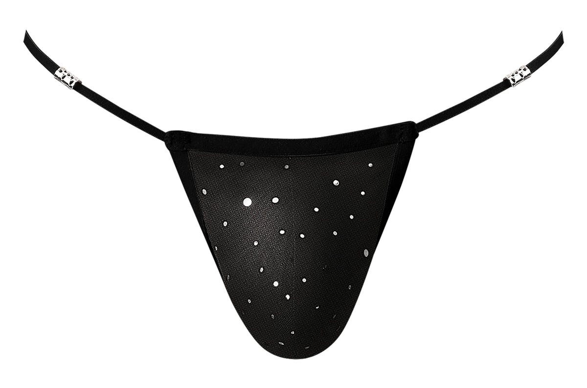 Male Power Show Stopper Posing Strap Silver Mesh Dot O/s