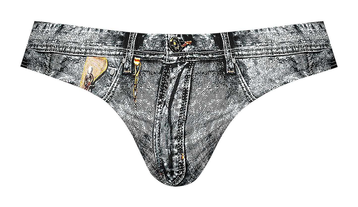 Male Power Dirty Denim Bikini Denim Print L