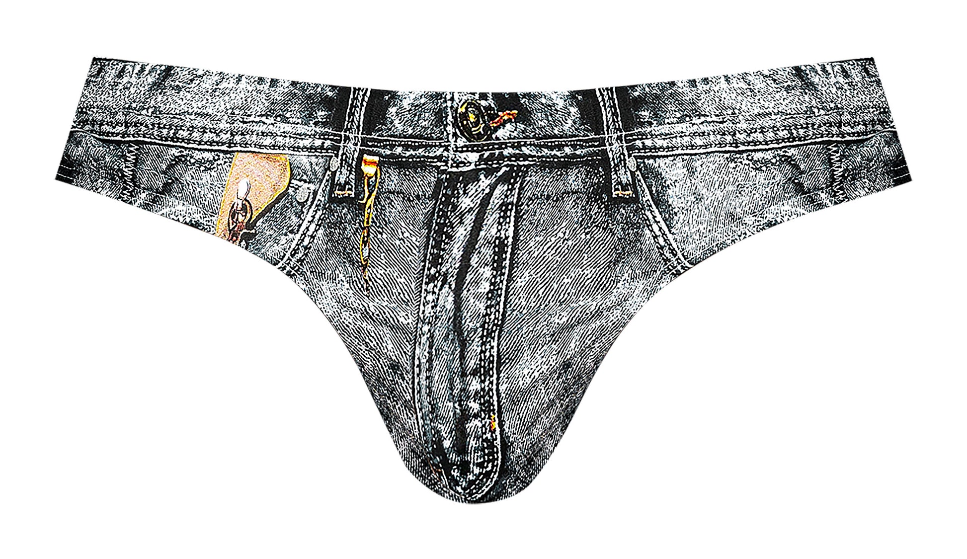 Male Power Dirty Denim Bikini Denim Print L