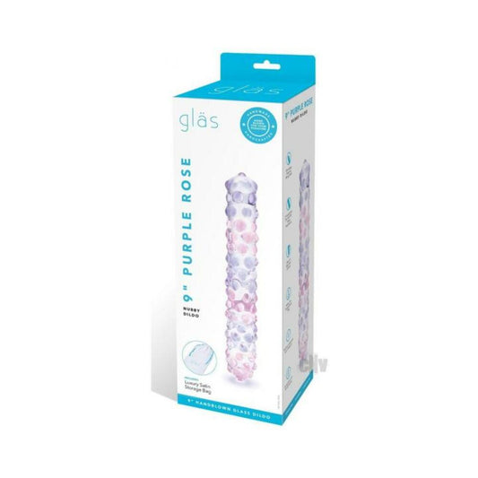 Glas Purple Rose Nubby Glass Dildo 9"