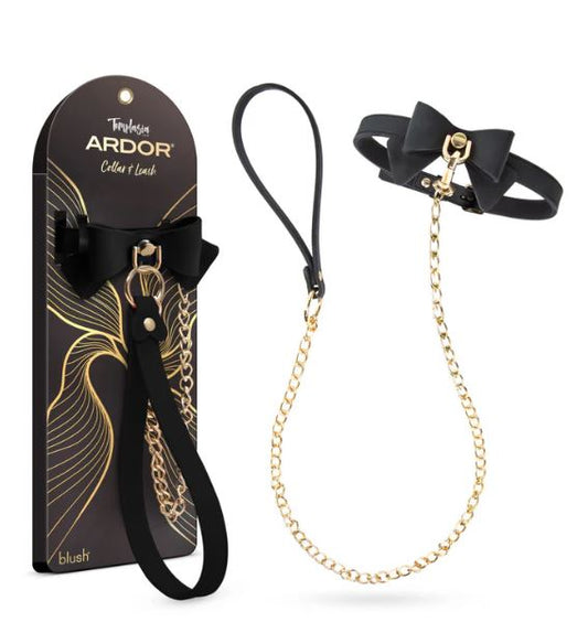 Temptasia Ardor Collar & Leash Black W/ Bow