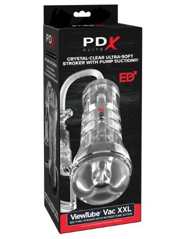 PDX Elite ViewTube Vac XXL Pump See-Thru EZ-Grip Pump Stroker - Clear