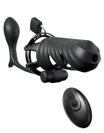 Fantasy C-Ringz Remote Controlled Vibrating Cock Blocker w/Ass-Gasam Plug - Black