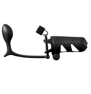 Fantasy C-Ringz Remote Controlled Vibrating Cock Blocker w/Ass-Gasam Plug - Black