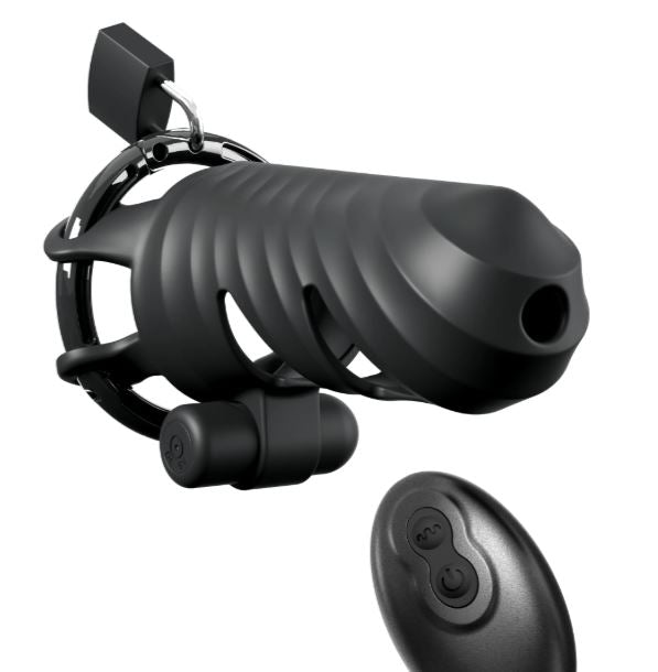 Fantasy C-Ringz Remote Controlled Vibrating Cock Blocker - Black