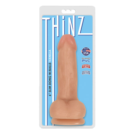 6 Inch Slim Dildo with Balls - Light