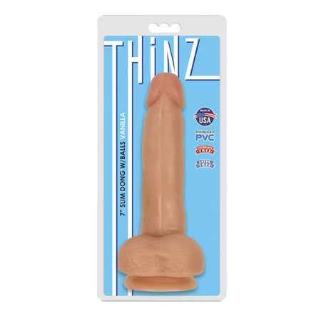 Thinz 7 Inch Slim Dildo with Balls - Light