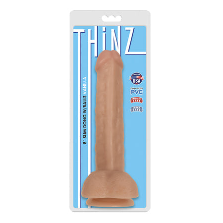 Thinz 8 Inch Slim Dildo with Balls - Light