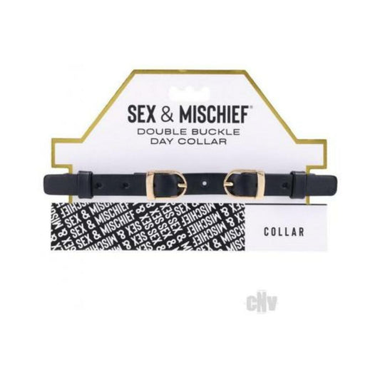 Sandm Double Buckle Day Collar Blk/gld