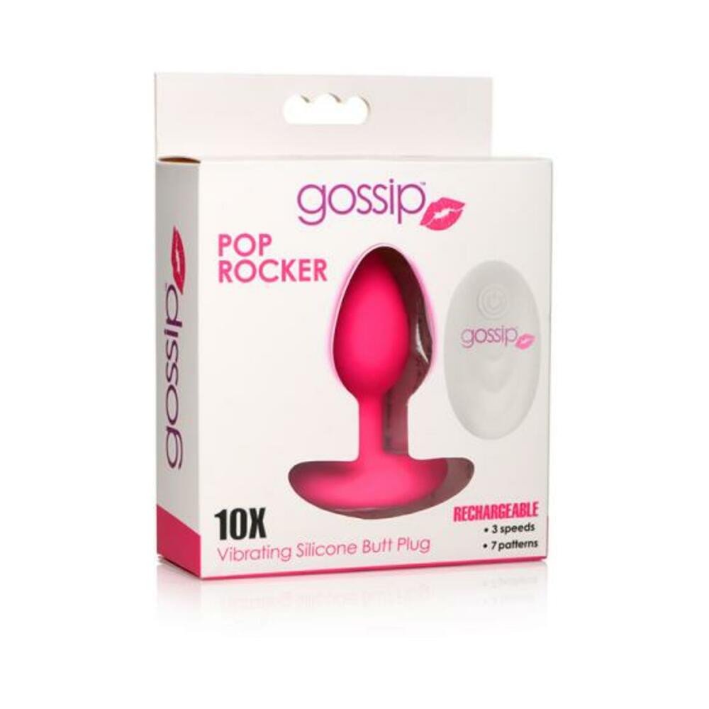 10X Pop Rocker Vibrating Silicone Plug with Remote - Magenta