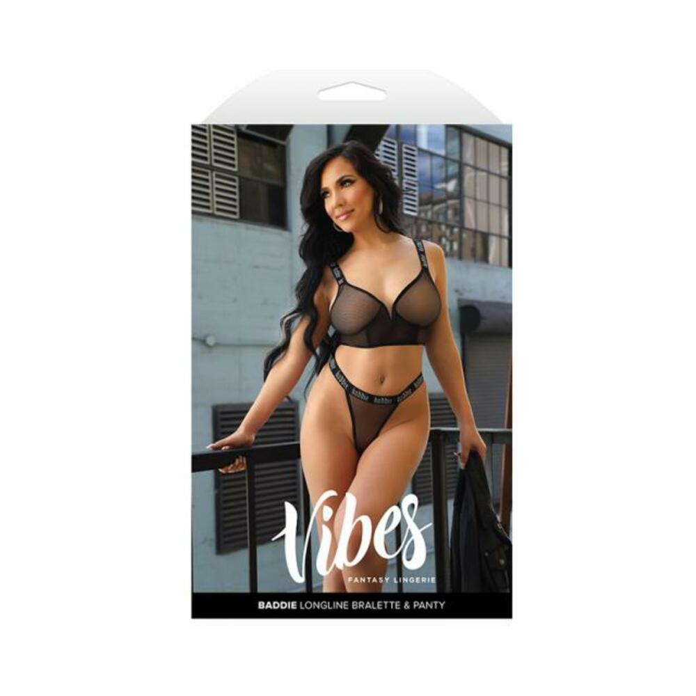 Fantasy Lingerie Vibes Baddie Longline Mesh Bralette & Panty S/m