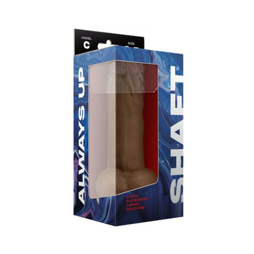 Shaft Model C 8.5 In. Dual Density Silicone Dildo With Balls & Suction Cup Oak