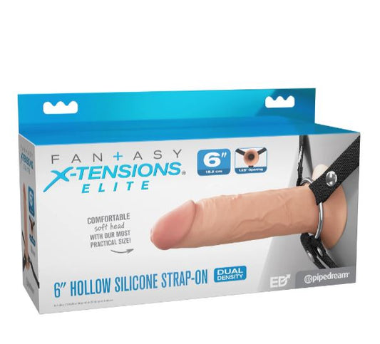 Fantasy X-Tensions Elite Hollow Silicone Strap-On 6in Light