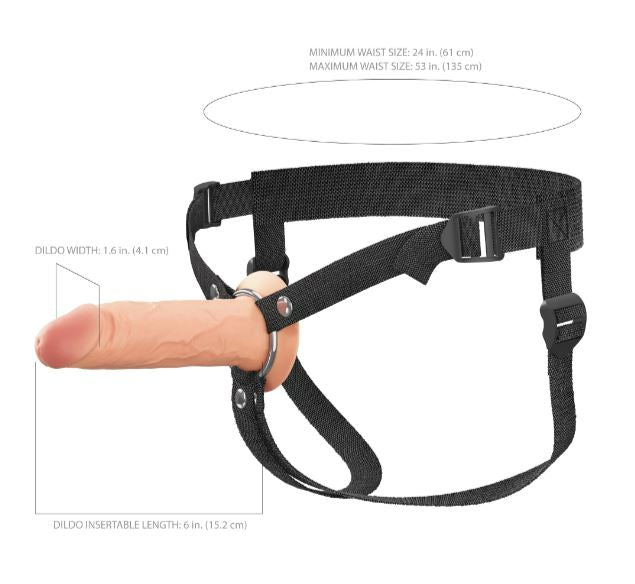 Fantasy X-Tensions Elite Hollow Silicone Strap-On 6in Light
