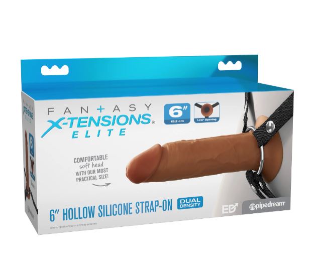 Fantasy X-Tensions Elite Hollow Silicone Strap-On 6in Brown