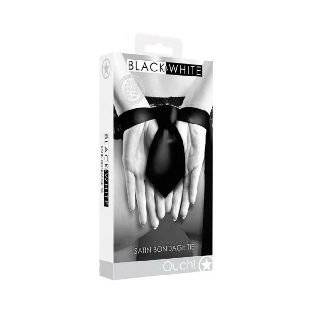 Ouch! Black & White Satin Bondage Tie Black