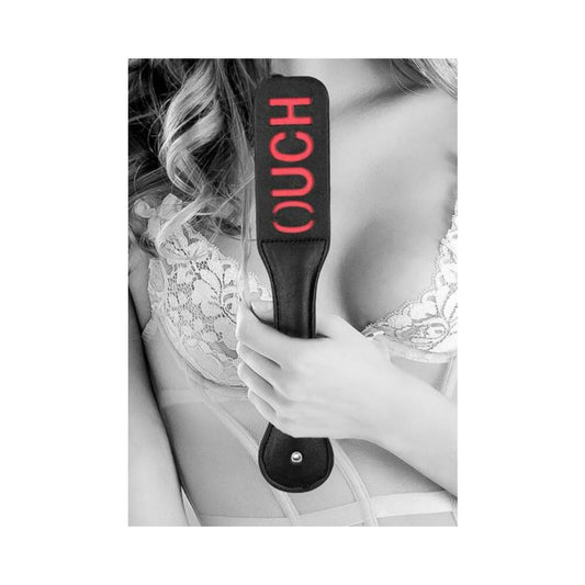 Ouch! Black & White Bonded Leather Paddle Ouch Black