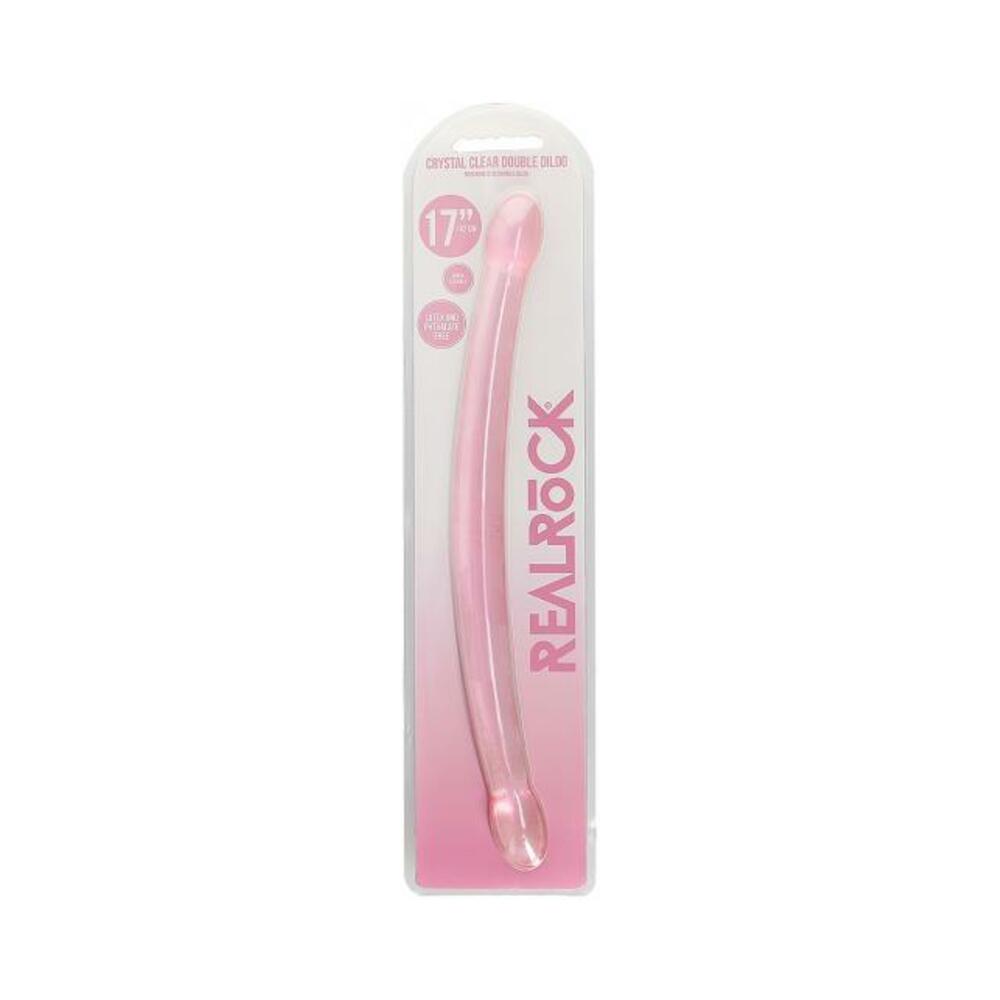 Shots Realrock Crystal Clear 17" Double Dildo - Pink