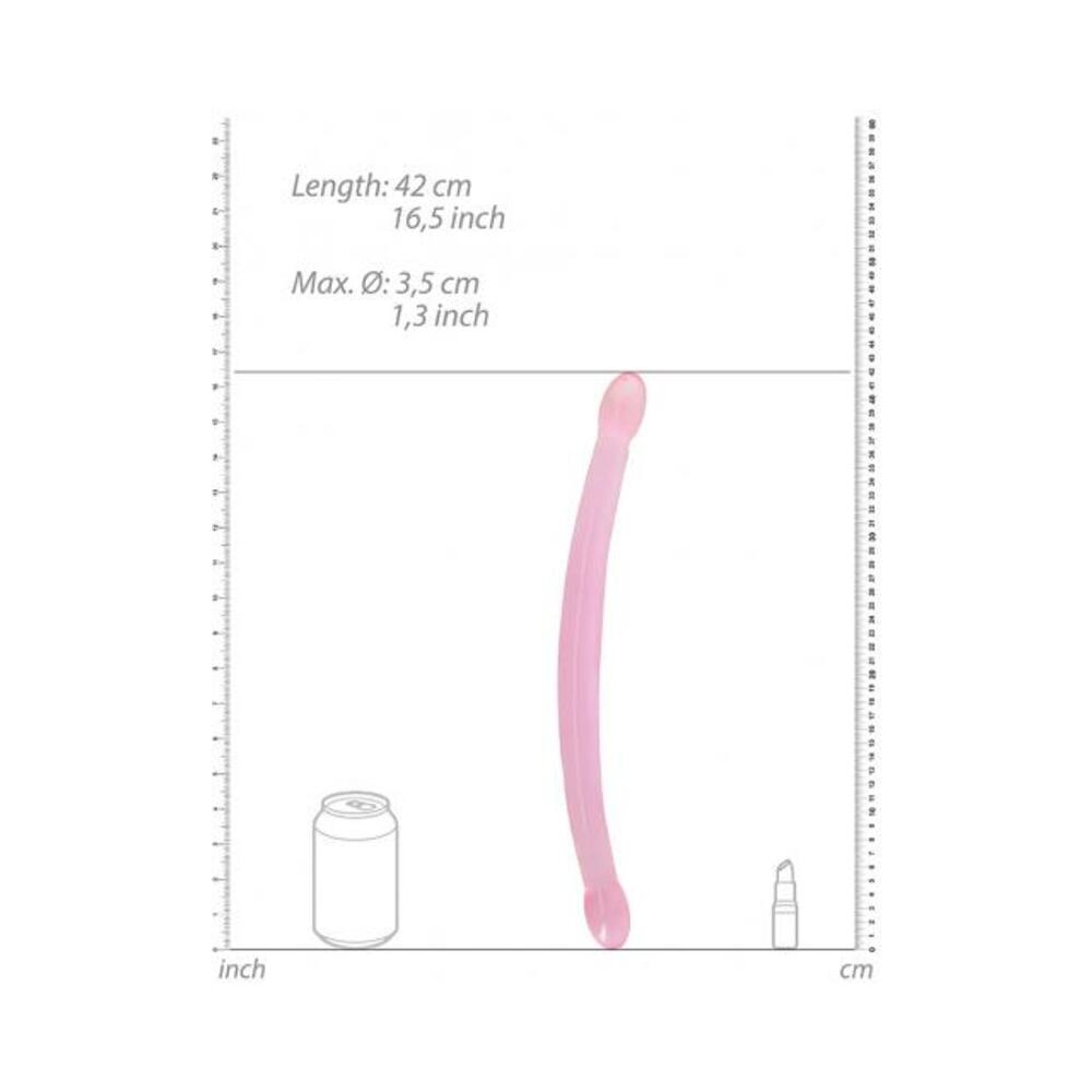 Shots Realrock Crystal Clear 17" Double Dildo - Pink