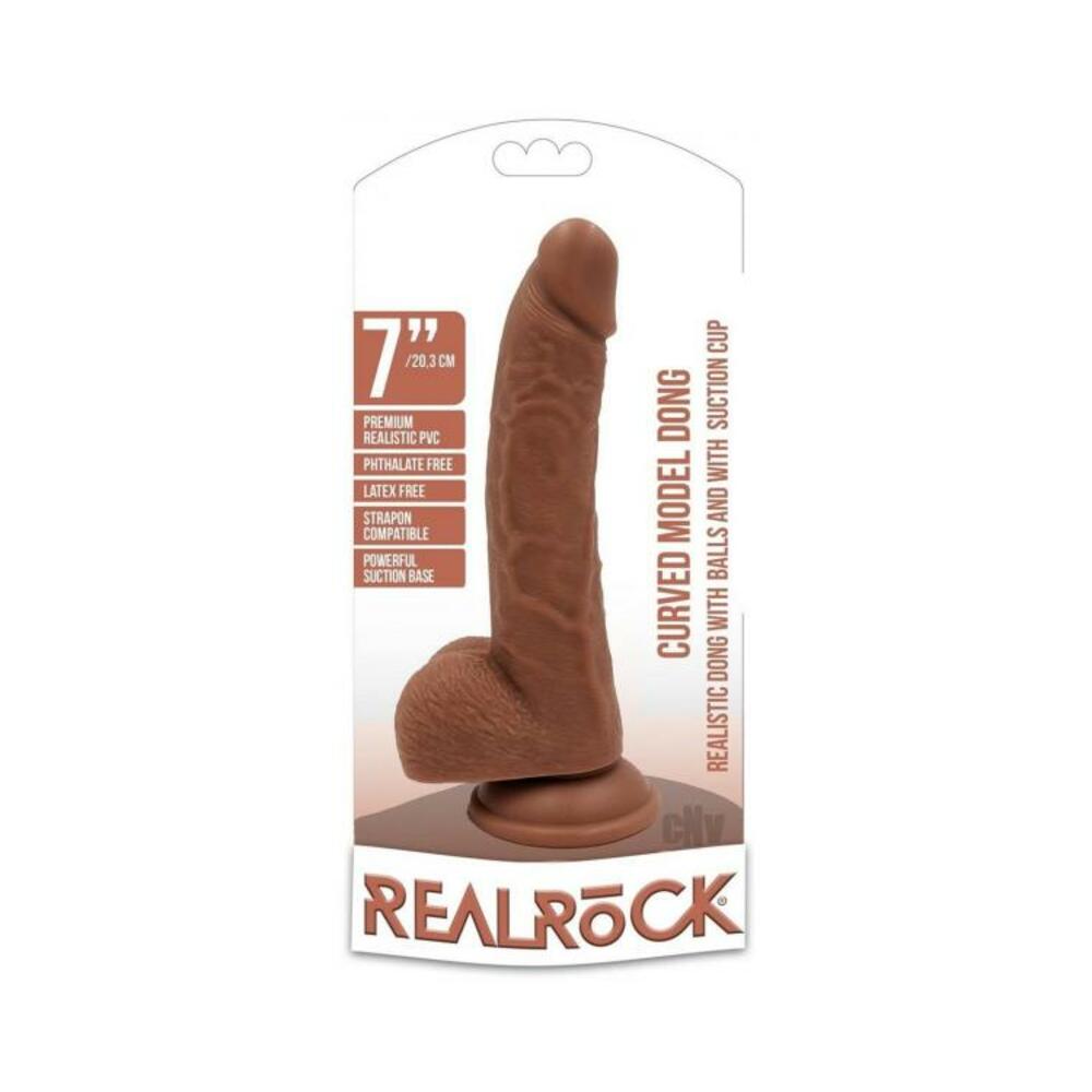 Realrock Curved Dildo W/balls 7 Tan