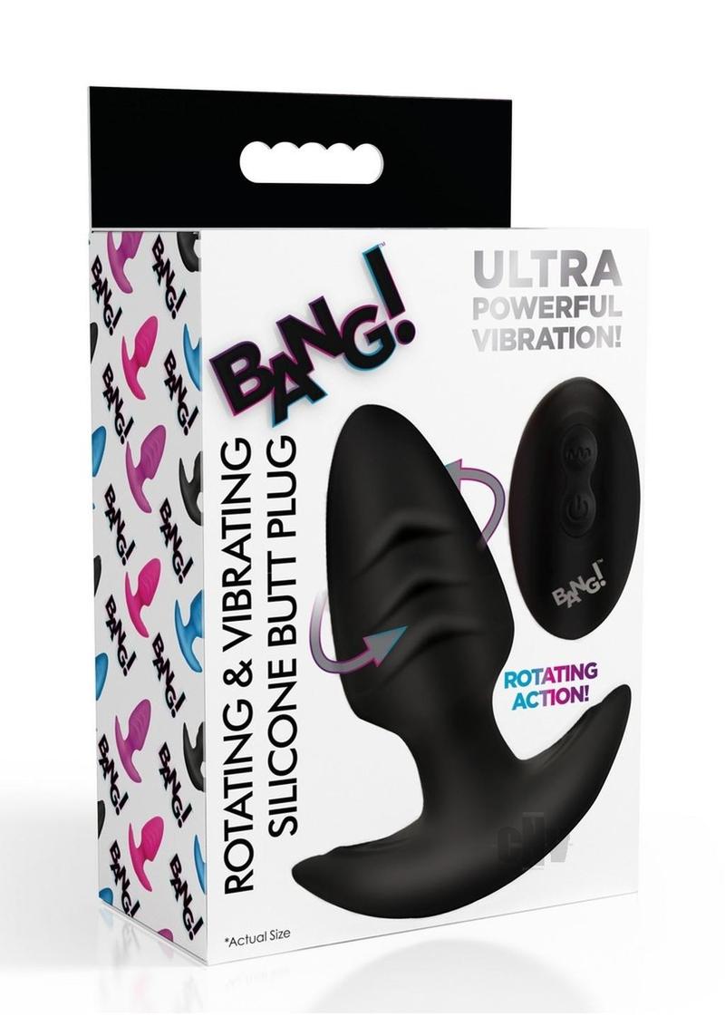 Rotating and Vibrating Silicone Butt Plug - Black