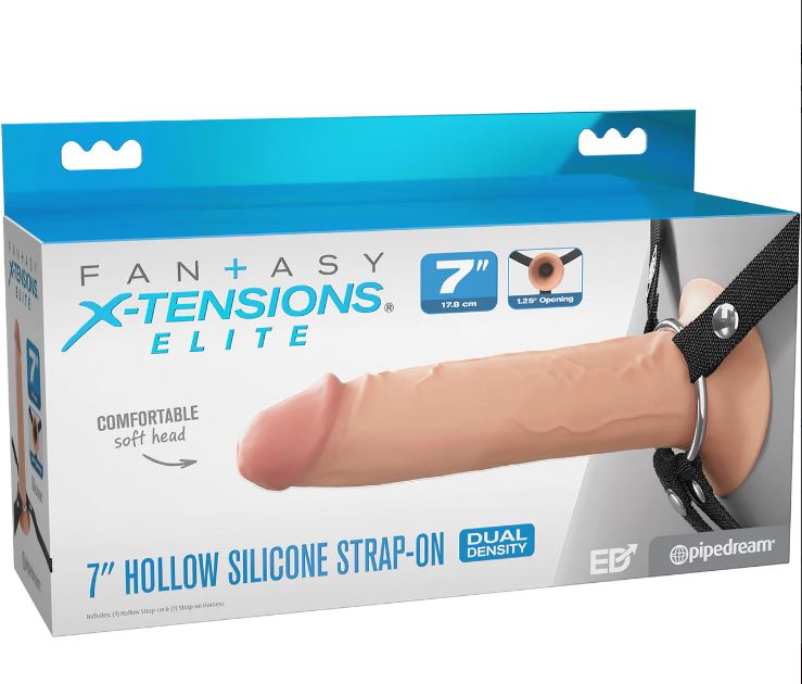 Fantasy X-Tensions Elite Hollow Silicone Strap-On 7in Light