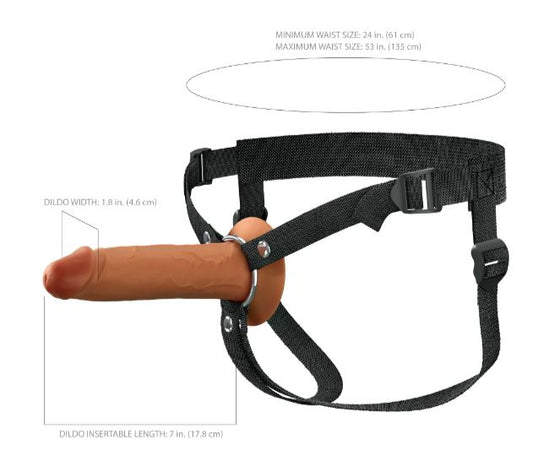 Fantasy X-Tensions Elite Hollow Silicone Strap-On 7in Brown